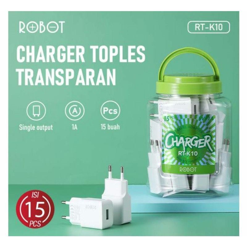 ROBOT RT-K10 1 Output 1A/Batok Kepala Charger Travel Adaptor Robot RT-K10 5V-1A Original