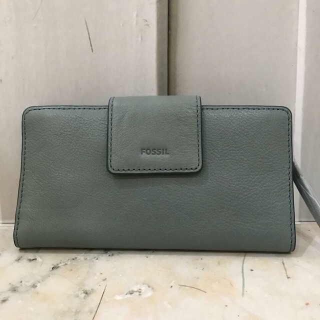 FOSSIL emma tab steel blue original wallet authentic leather