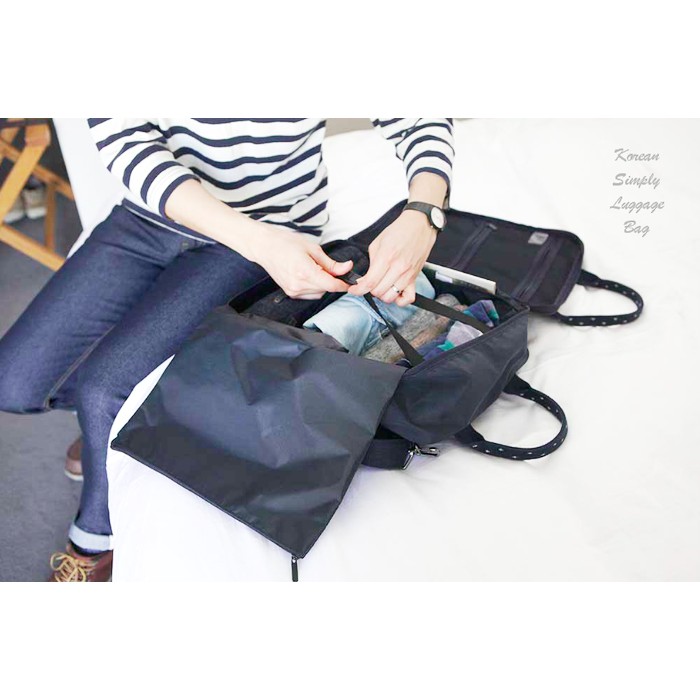 Tas travel bentuk koper mini Korean Simply Luggage Bag ARMY- BLACK