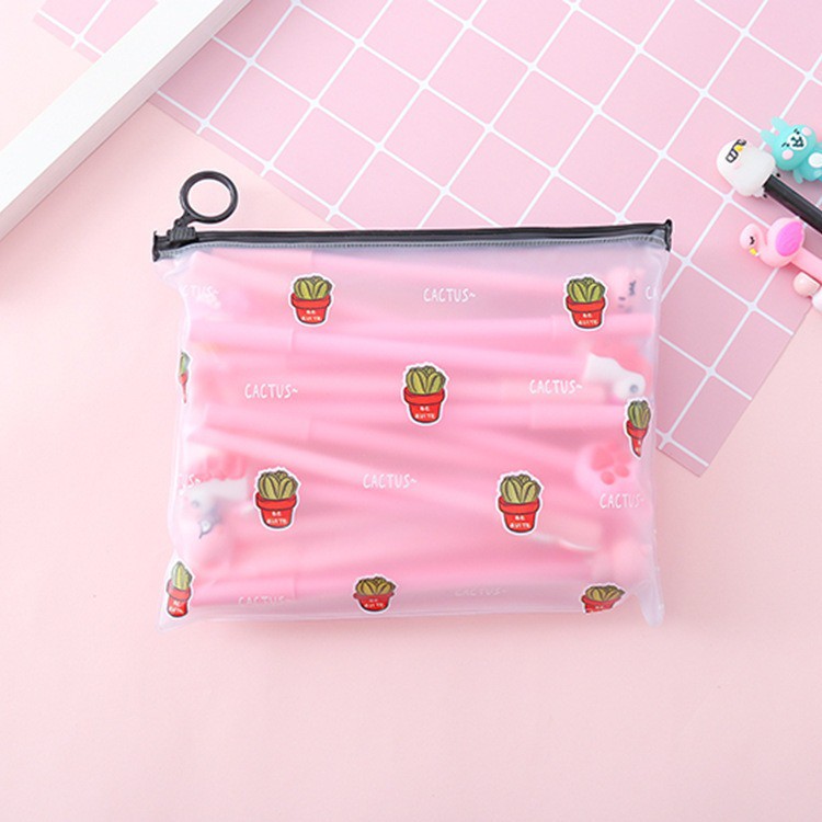 OVERFLOWS.ID ZIPPER POUCH CACTUS UNICORN TEMPAT PENSIL TRANSPARANT FLAT POUCH IMPORT KAKTUS-Kaktus - Groups
