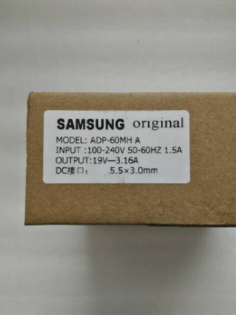 Adaptor charger laptop samsung 19v - 3.16A (pin) original 100%