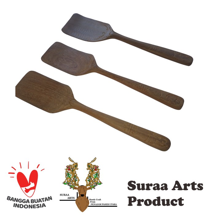 Spatula kayu / Sutil kayu ulin ukir khas kalimantan timur ( 1 pcs)