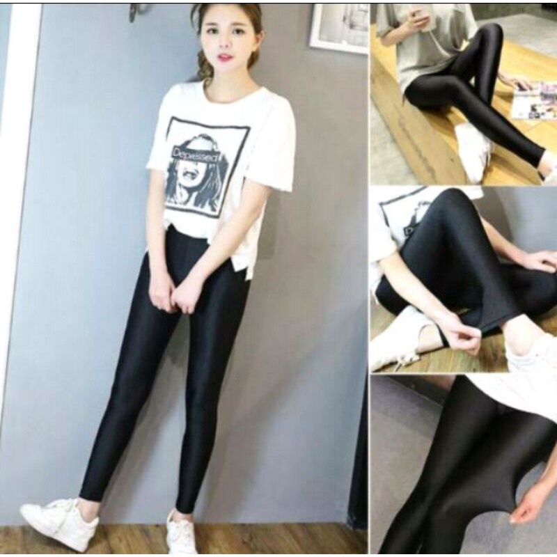 sport wear legging mengkilat lycra//legging lycra polos//legging lycra original//legging lycra premi