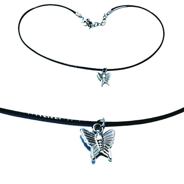 Baby Choker Necklace Silver Butterfly A | Kalung Handmade