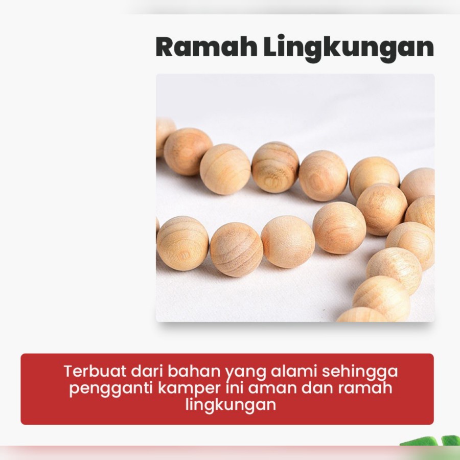 Bola Kayu Penganti Kapur Barus Kamper Alami Bola Kayu isi 5pcs Alami Kamper Pengharum Ruangan