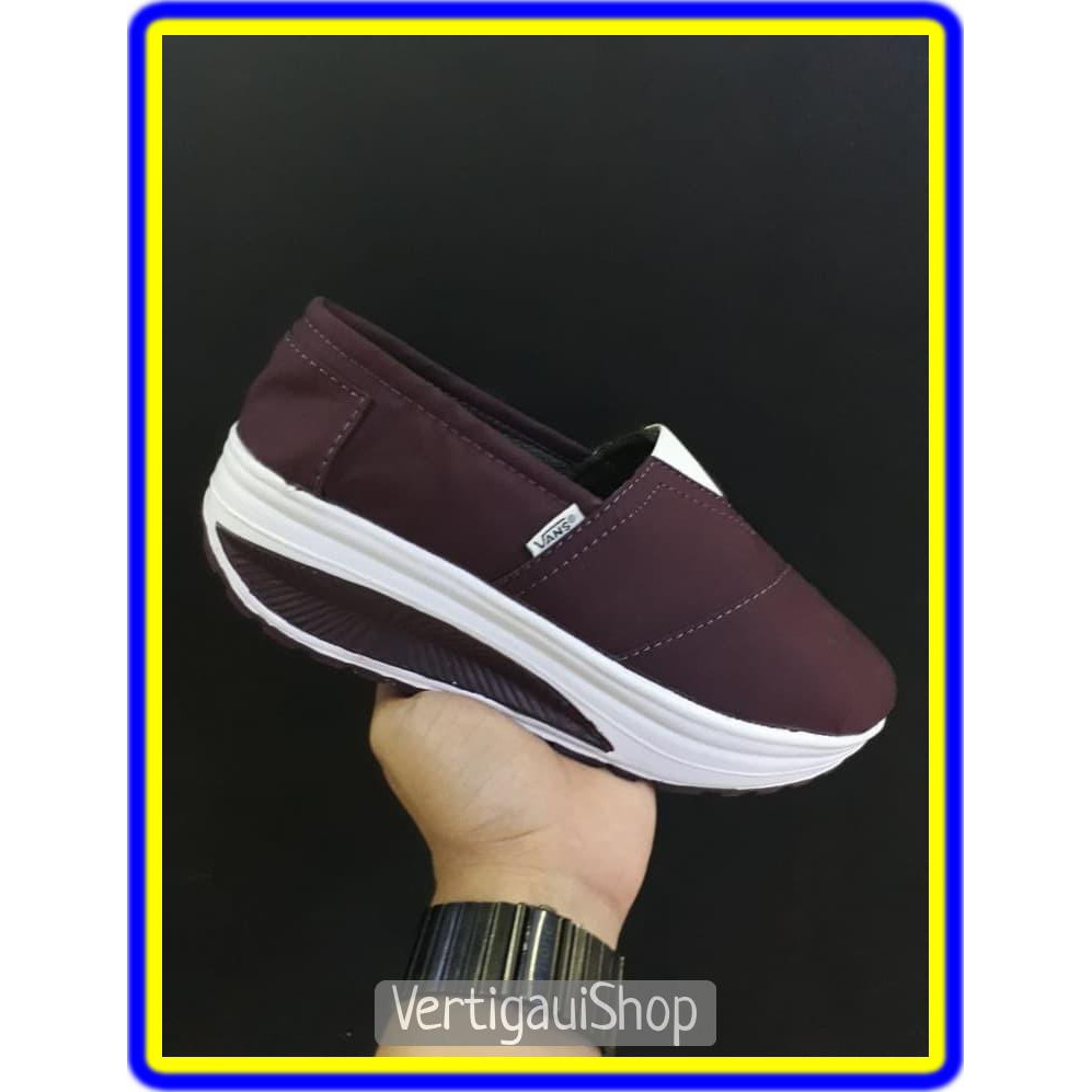 \u0432\u03b9g \u0455ale!! Vans Wedges size 36 - 40 sepatu wanita santai tinggi slip on navy abu \u2743
