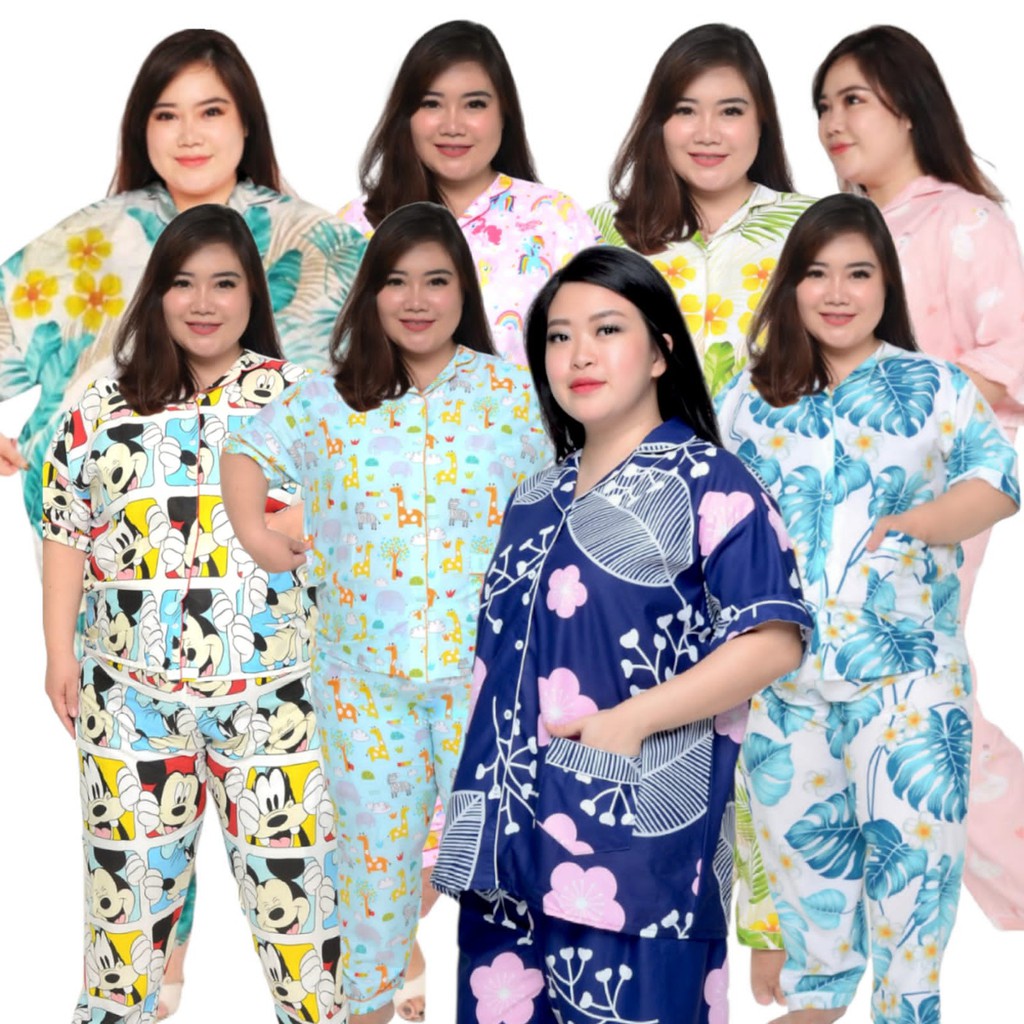 baju tidur jumbo LD 150 /piyama set celana panjang