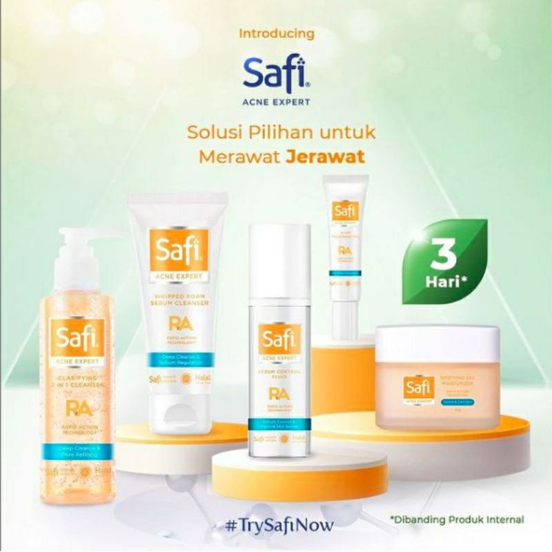 Safi Acne Expert Series All Variant Whipped Foam Serum Cleanser l Clarifying 2 in 1 l Treatment Gel l Soothing Moisturizer l Sebum Control Fluid