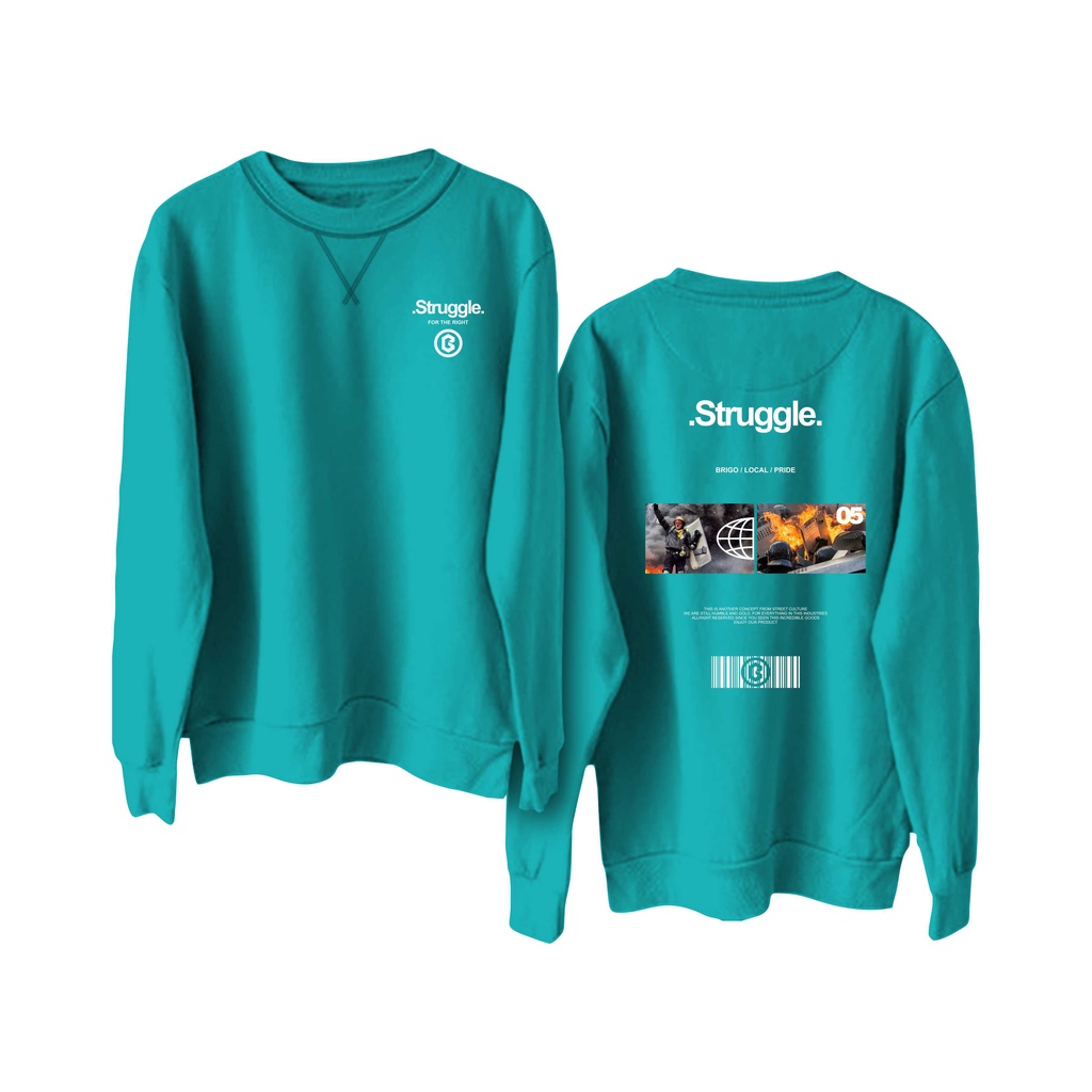 Sweater Crewneck BRIGO struggle Sablon DTF Fleece Cotton II BRIGO Basic Sweatshirt  struggle II Cotton M-XXL (Pria &amp; Wanita) Free stiker&amp;Gantungan Kunci