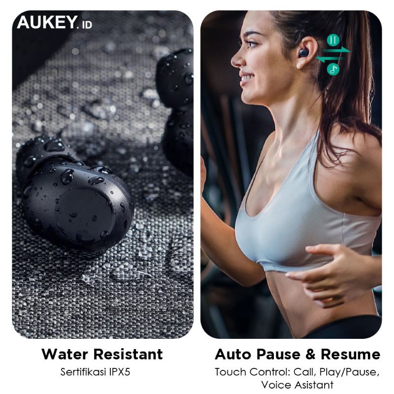 Aukey EP-T31 TWS Headset Wireless Charging Earbud With AAC Decodec &amp; IPX 5