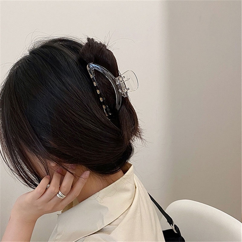 Warna Solid Klip Akrilik Lucu Geometris Berongga Jepit Rambut Headwear Besar Korea Gaya Fashion Aksesoris Rambut Untuk Wanita