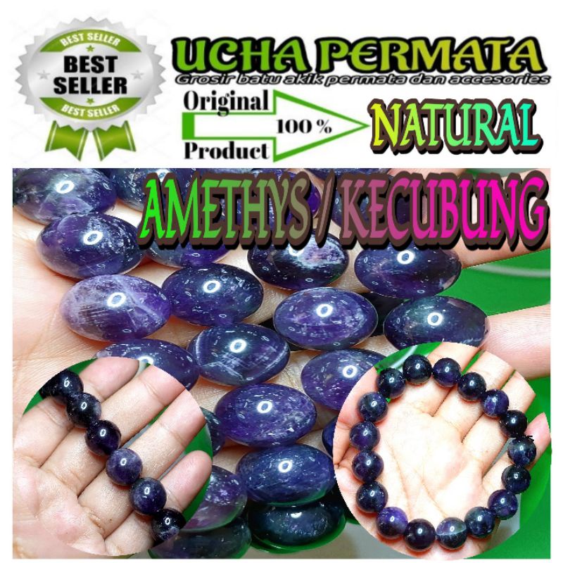 Natural gelang batu kecubung ungu amethys jumbo mini murah