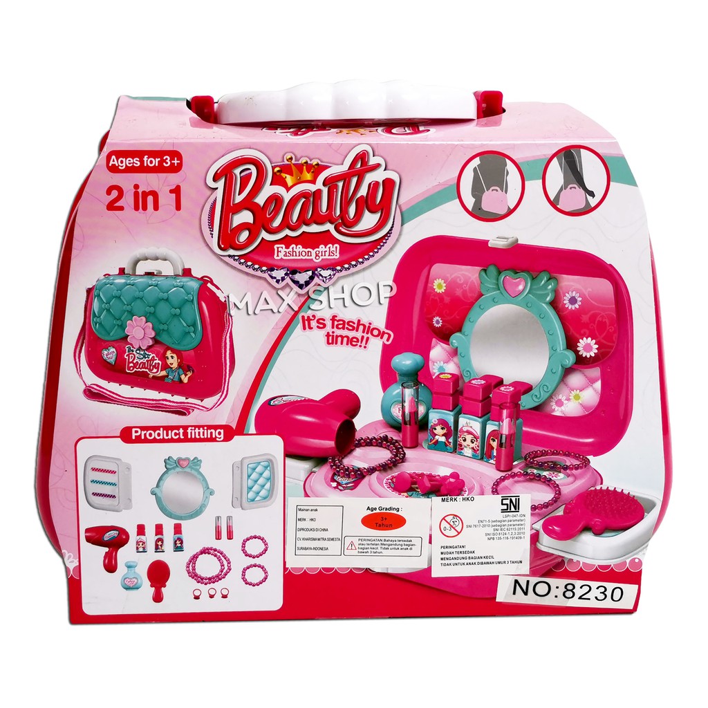  Mainan Anak Perempuan Beauty Fashion Girl Bag 2 in 1 Koper 