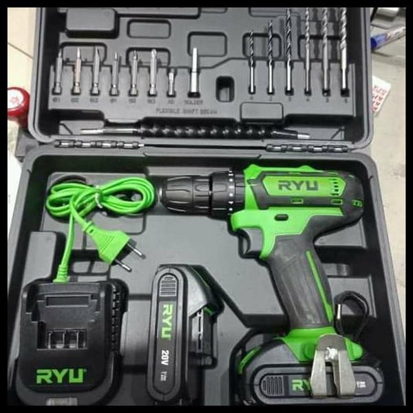 RYU Mesin Bor Tangan Cordless RCI20V / Mesin Bor Baterai Portable 20 Volt + Koper