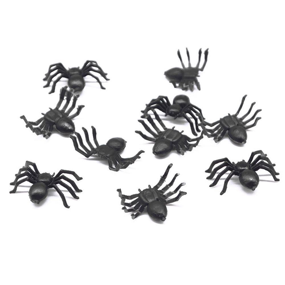 Needway Horror Black Spider 50 Pcs Plastik Hitam Mainan Rumit Laba-Laba Palsu Web Bar Pesta Halloween Decoratio Bercanda Mainan Halloween Prank Props