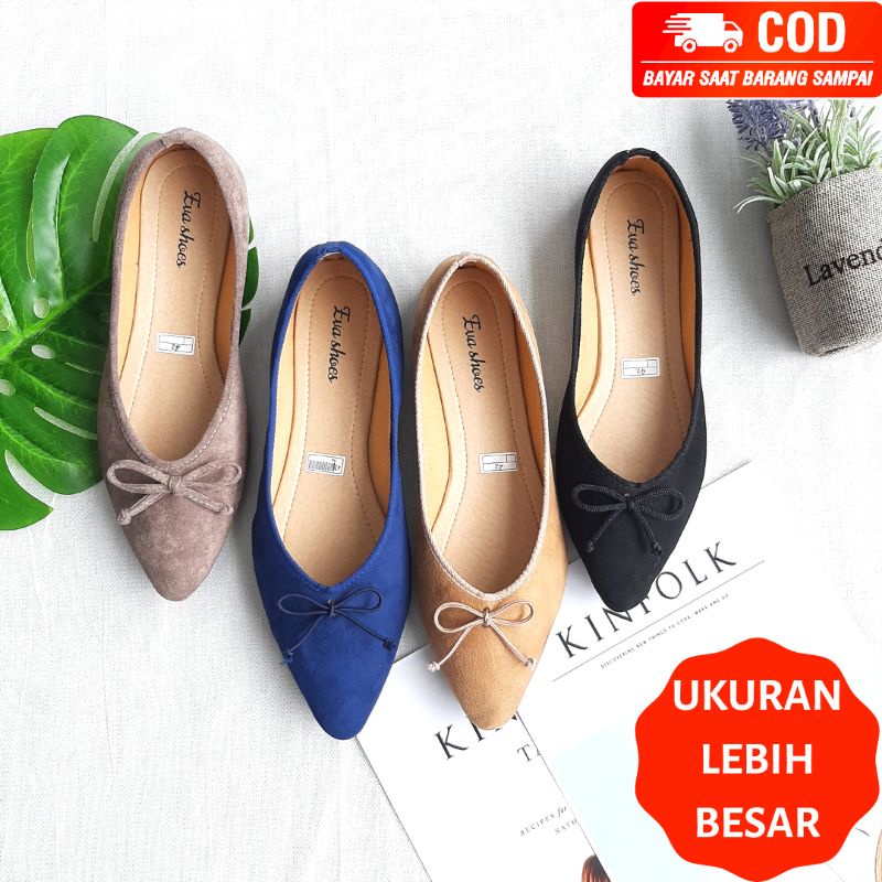 42-43 BIG SIZE UKURAN IMPORT CLARA Sepatu Besar Eva shoes Flat shoes Pita Bludru JUMBO (H210)