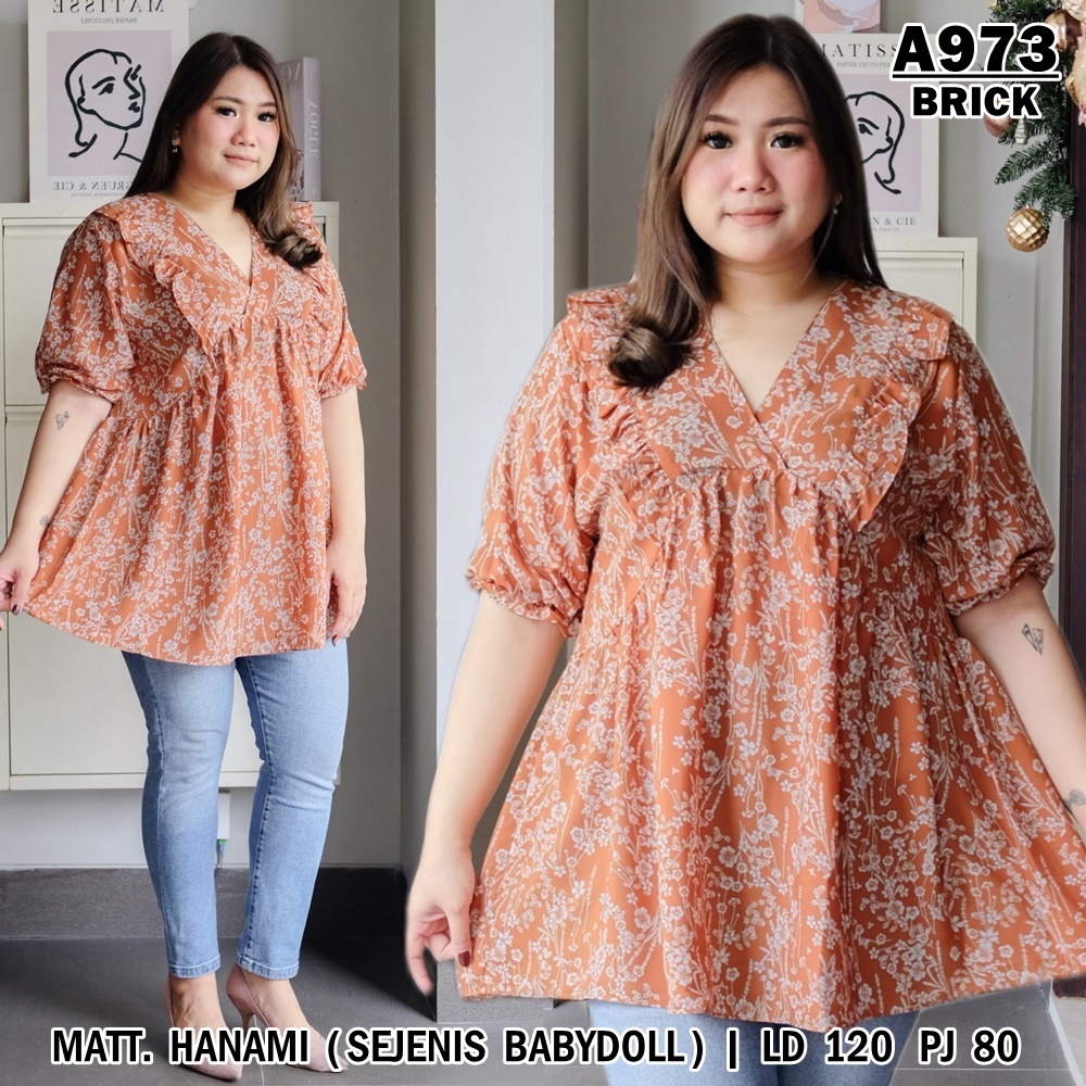 UNION11 - ATASAN JUMBO WANITA LD 120 / BLOUSE WANITA JUMBO / ATASAN JUMBO XXXL WANITA / BAJU JUMBO WANITA VANES ANGEL-A973 BRICK