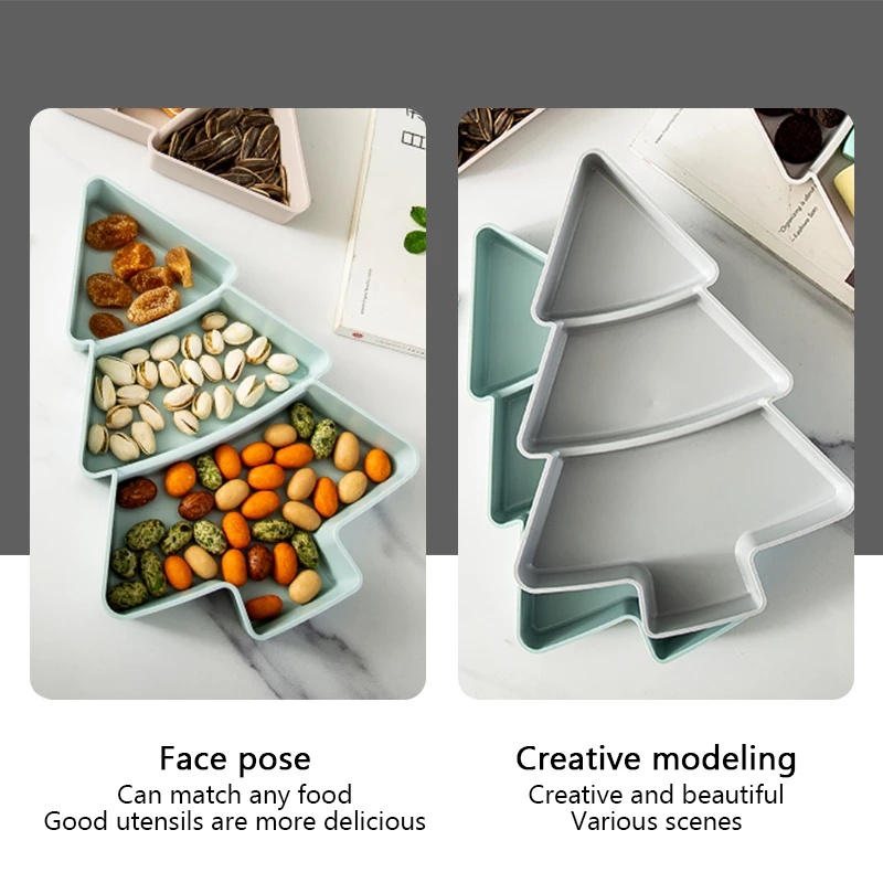 3 Girds Solid Color Tree Shape Snack Plastic Dishes / Multifunctional Mobile Phone Holder Lazy Snack Tray