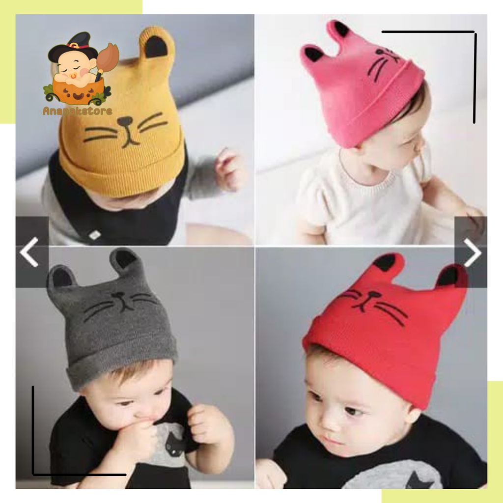 ANANAK - KUPLUK BAYI LUCU KARAKTER KUCING / KUPLUK KARAKTER LUCU BAYI / TOPI KUPLUK BAYI KUCING