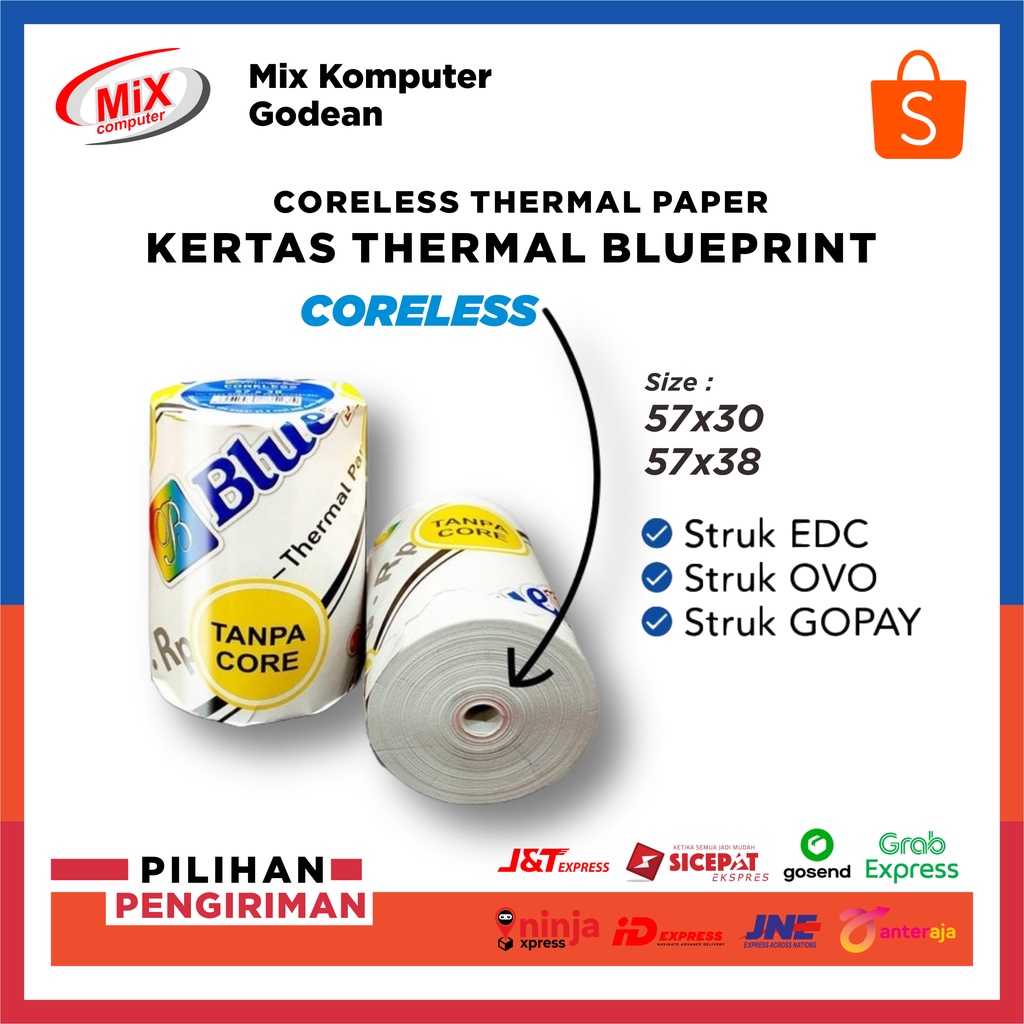 

Kertas Struk / Paper Kasir Thermal Blueprint Lite 57 x 38 / 57 x 30 - satuan