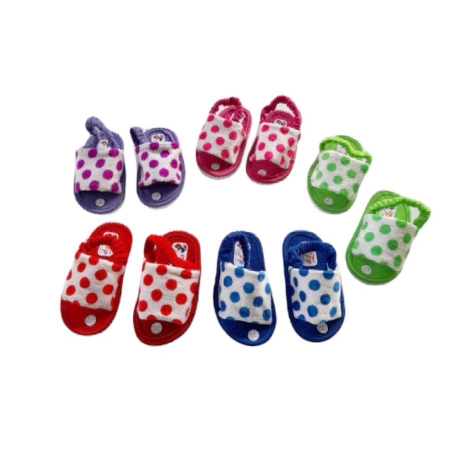 sandal baby bulu polkadot tali belakang 0-15bln