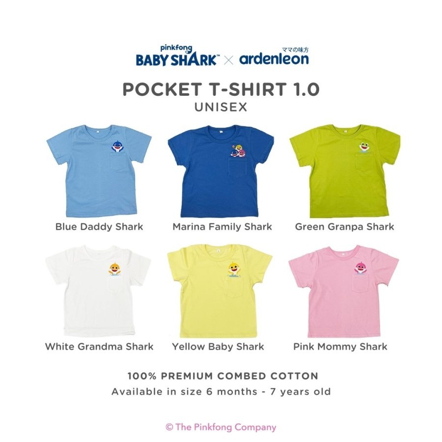 ARDENLEON x Pingfong Baby Shark Pocket T-Shirt Kaos Anak 1.0