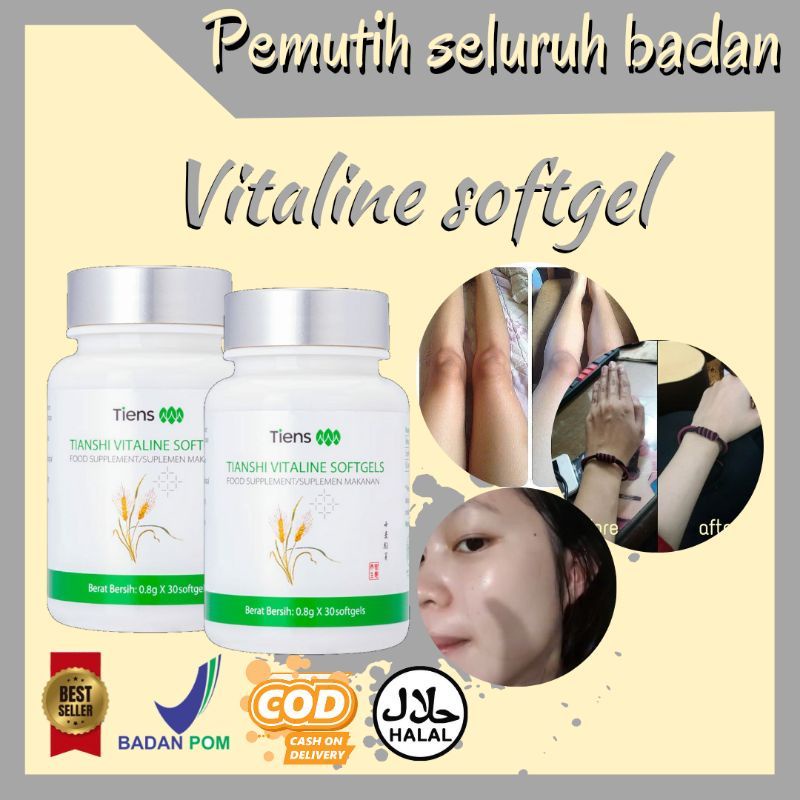 Tiens Vitaline Softgels Pemutih Badan | Pemutih wajah | Glowing wajah | Original 100% tiens