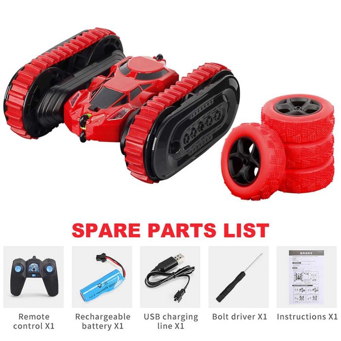 Remote Control RC Stunt Buggy Car 360 Degree 2 Model Roda JJRC- HY828 - Merah