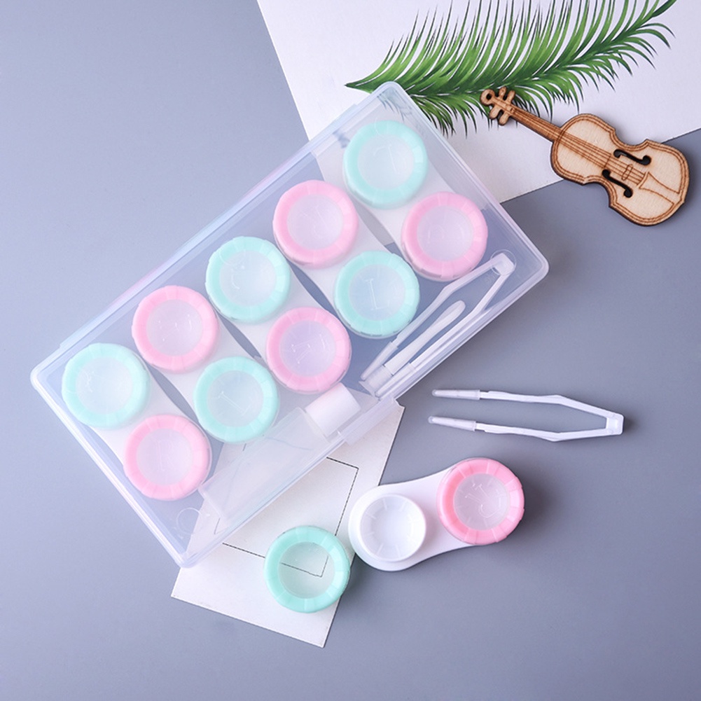 5pcs / Set Case Holder Lensa Kontak Warna Ganda