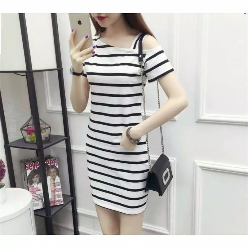 Dress lorisa stripe dress garis