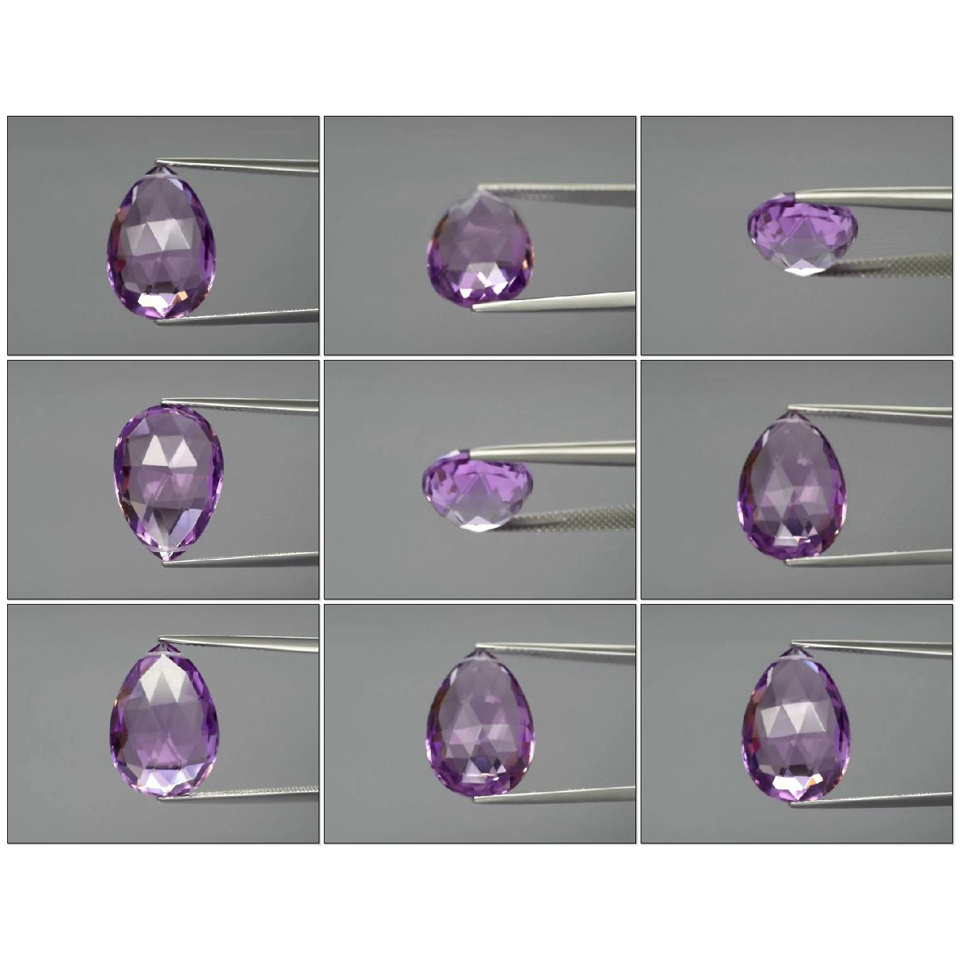 VS Briolette Drilled Rose-Cut 8.51ct 17x12mm Natural Unheated Purple Amethyst Uruguay AT197