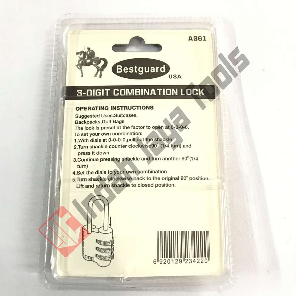 Gembok Koper Nomor BESTGUARD 20 mm A361