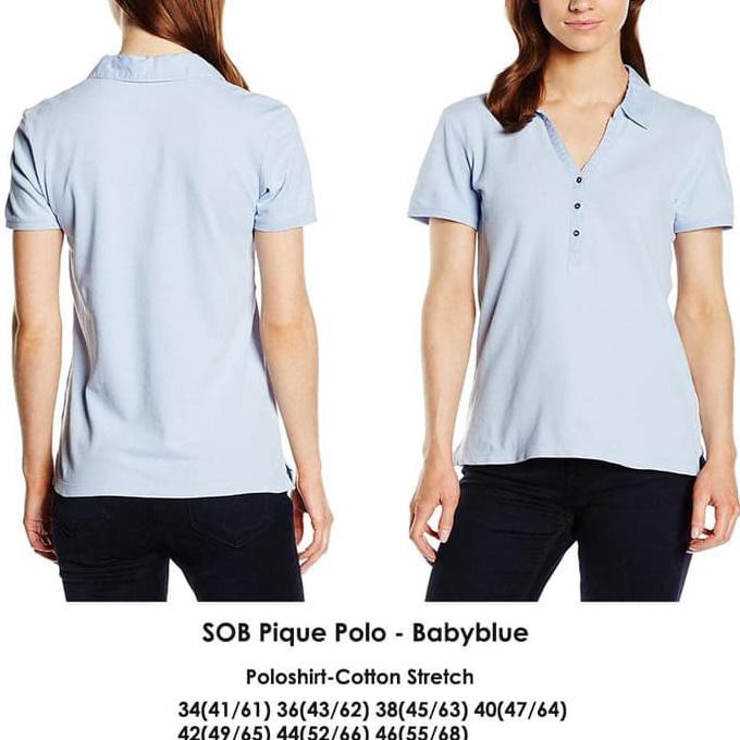 S.OLIVER Pique Polo Shirt Wanita Baju Atasan Cewek Branded Murah - Blue