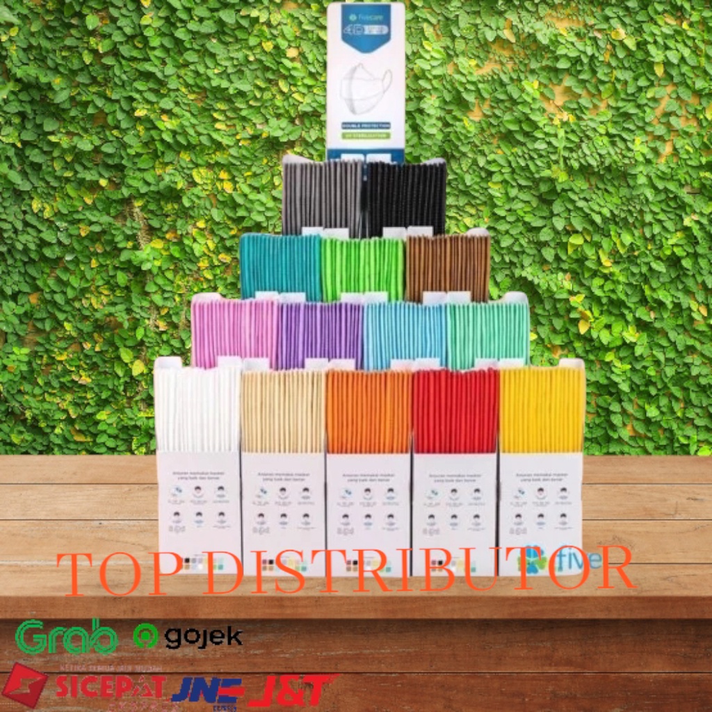 masker fivecare 4d surgical mask - Putih