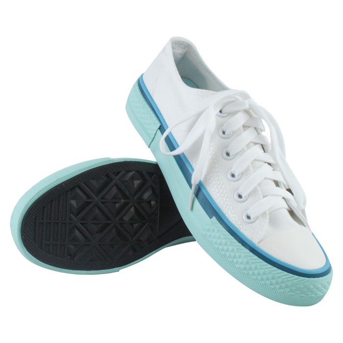 ramasSepatu Putih Korea Wanita Sepatu Kanvas Casual Sneakers Low - A258 - Biru, 36