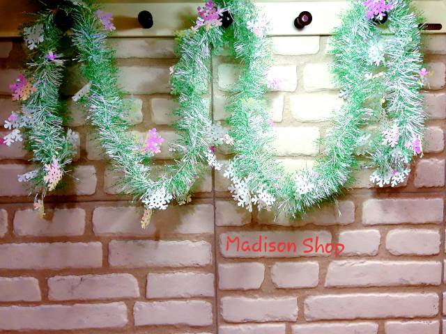 SLINGER SNOWFLAKE TINSEL MURAH DEKORASI POHON NATAL HIASAN PARCEL NATAL GROSIR PITA LILIT