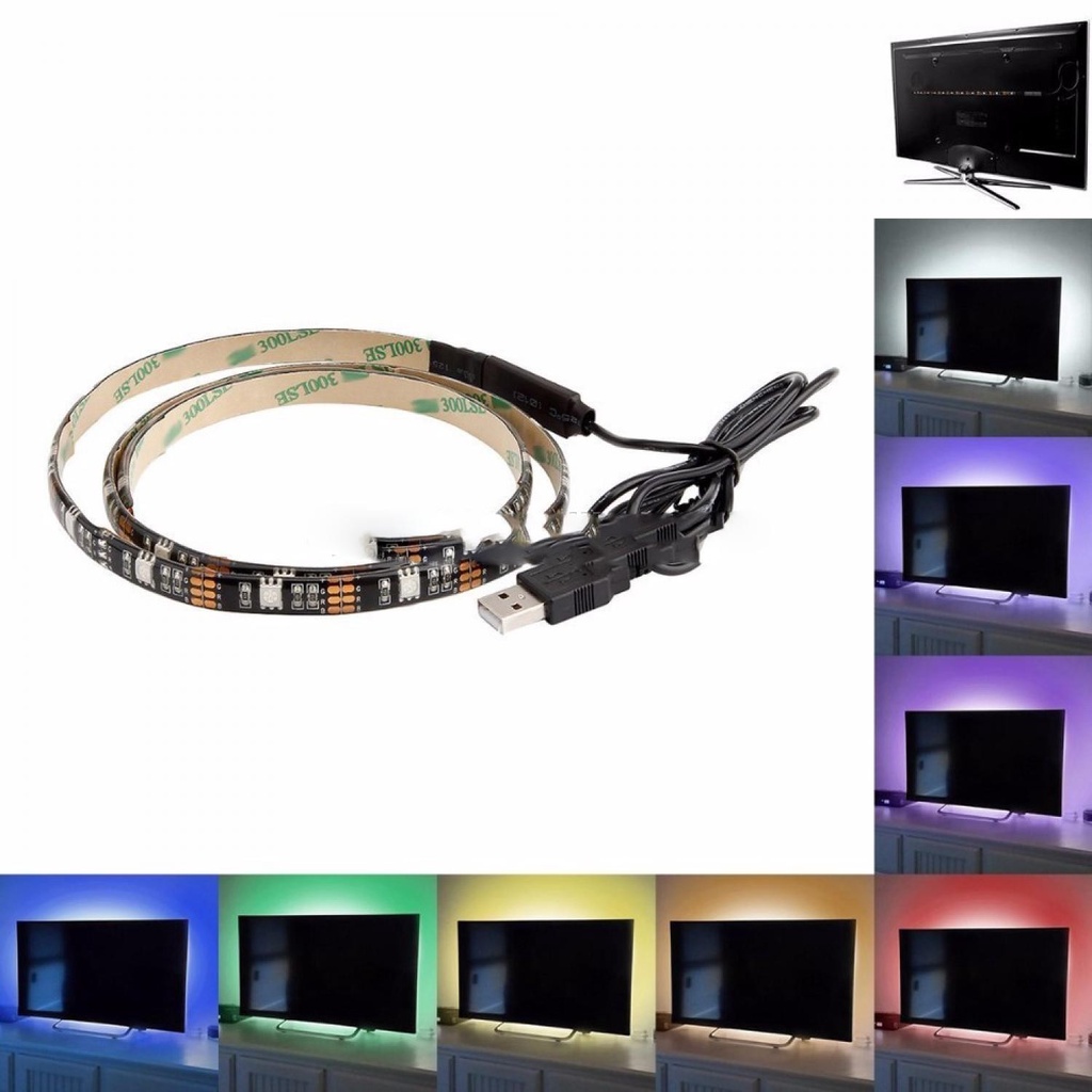 Light Strip LED RGB 1m 2m Lampu Mood USB Controller Dekorasi Ruang Kamar Waterproof Dinding