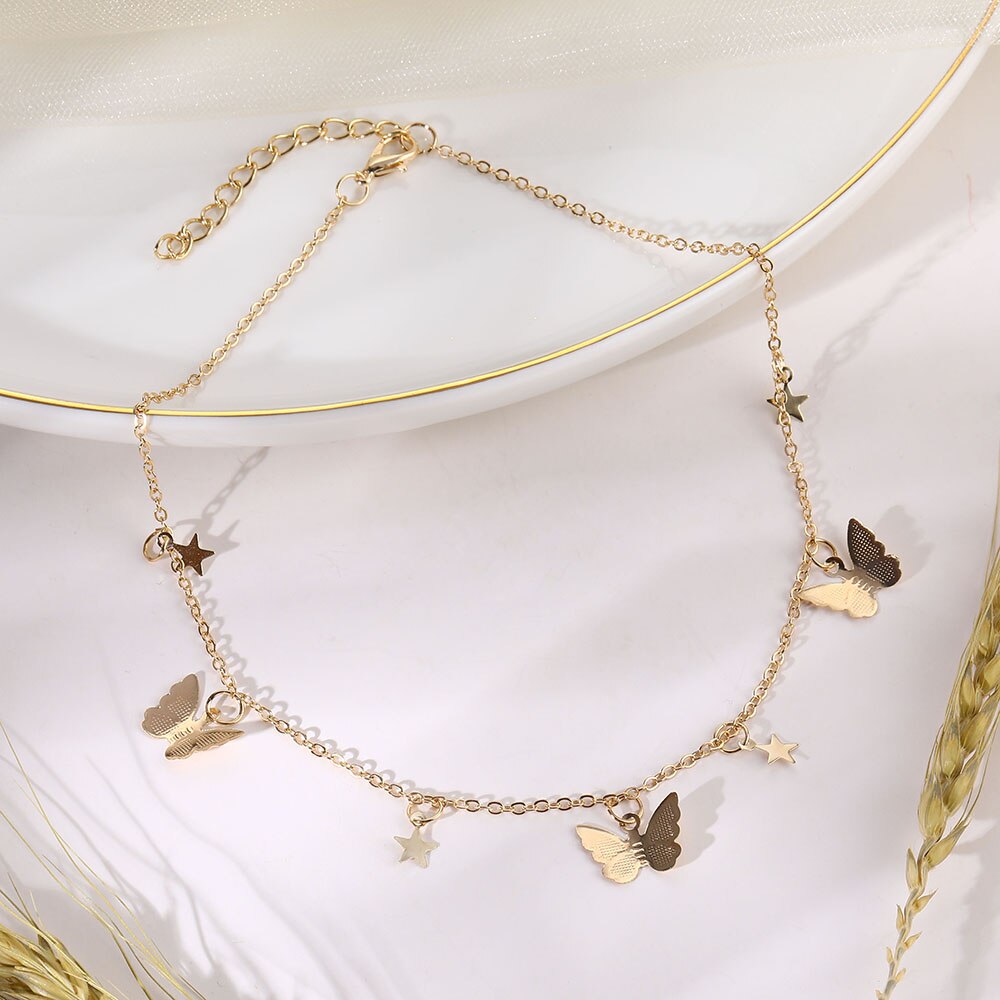 Butterfly series Stars Chain Necklaces for Women Clavicle Chain Necklaces Jewelry