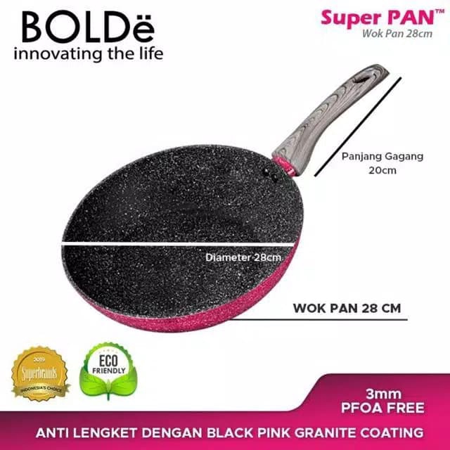 BOLDe Wok pan granite series 28cm blackpink wajan induksi 28 cm Penggorengan anti lengket Original