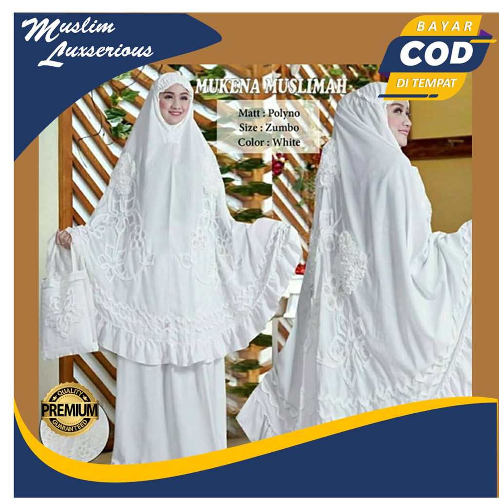 Mukena dewasa remaja warna putih polos bahan adem halus premium kekinian muslimah Grosir FML055