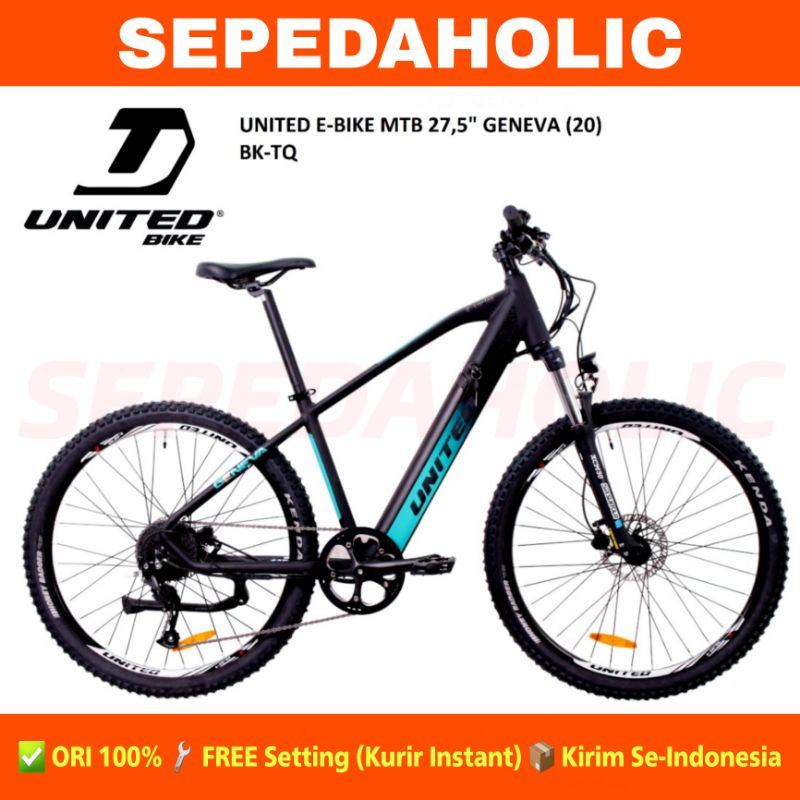 Sepeda Gunung MTB Electric UNITED GENEVA E-Bike Listrik 35 Km/h Alloy Rem Hidrolik