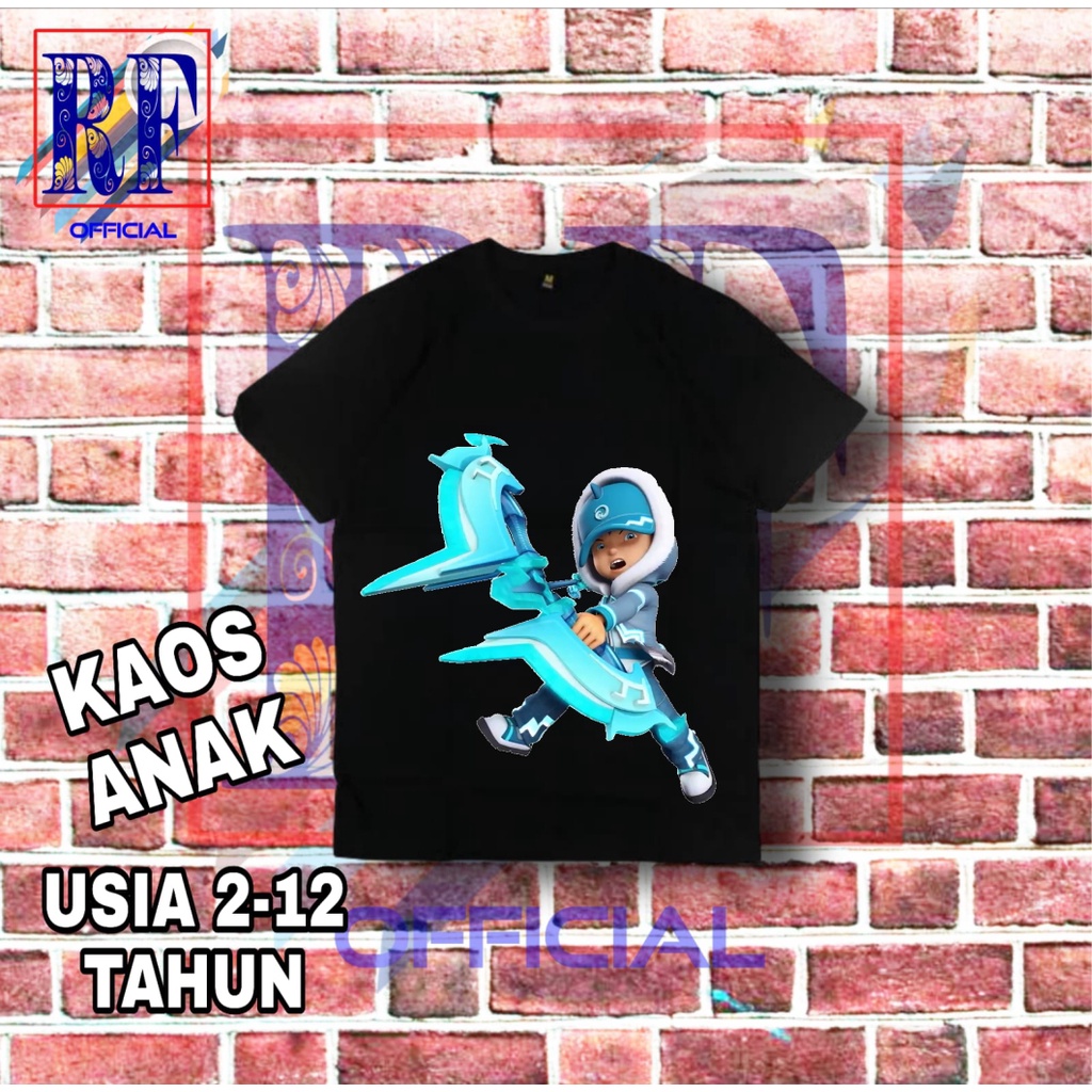 Kaos baju anak BOBOIBOY ICE ES t-shirt kartun animasi kaos band oversize lokal t-shirt hitam baju an