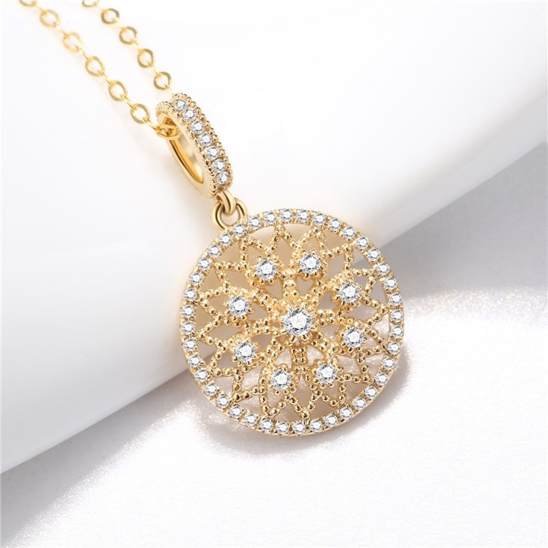 [Ready Stock]Fashionable Elegant 18K Gold Plated Diamond Necklace Pendant