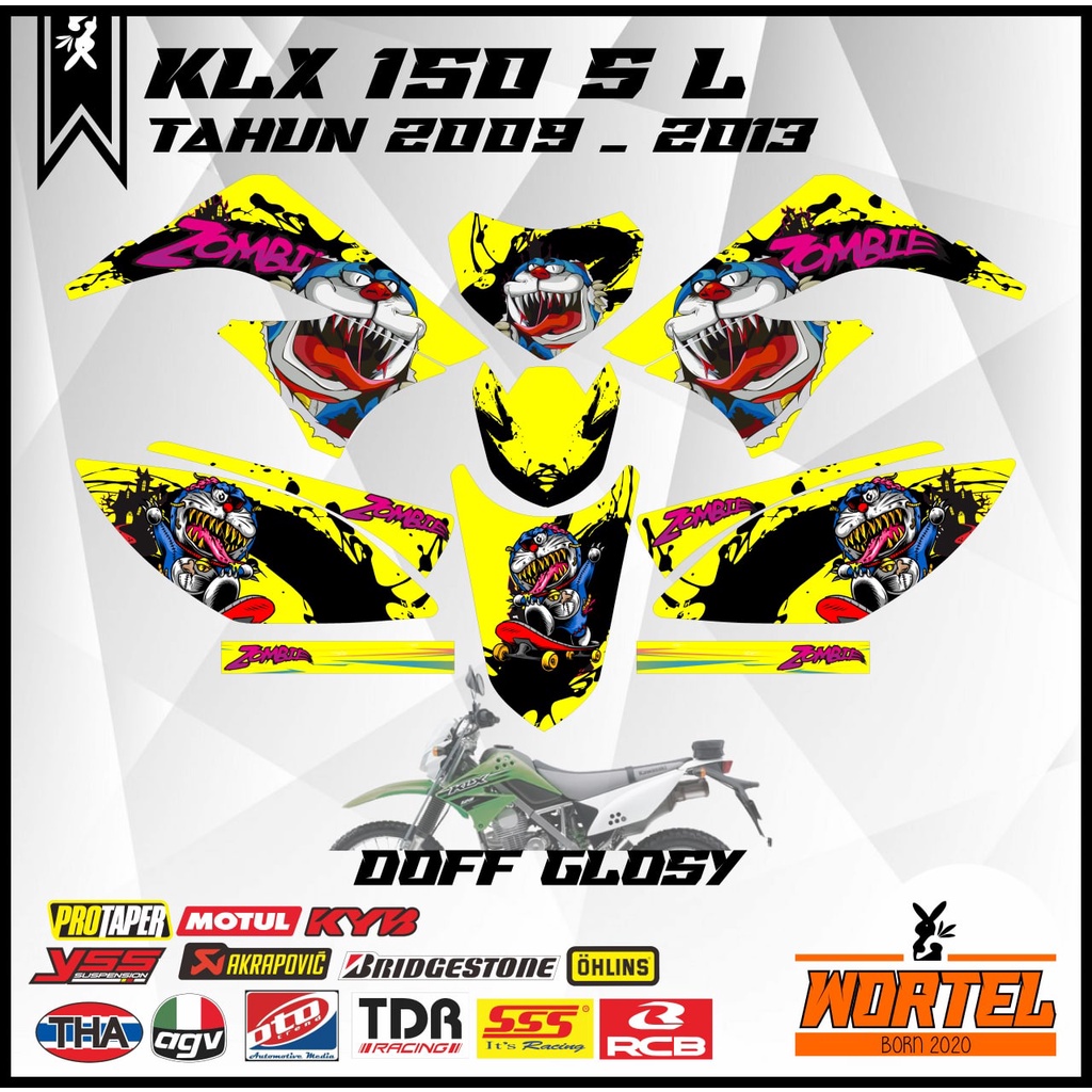 Sticker striping Hologram Decal Motor KLX 150 S/L/D TRACKER LAMA Doraemon (klx lama).