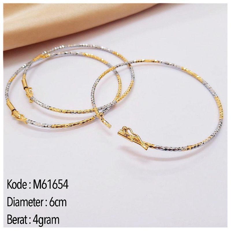 gelang keroncong model tipis bukaan samping lapis emas 24k/gelang wanita
