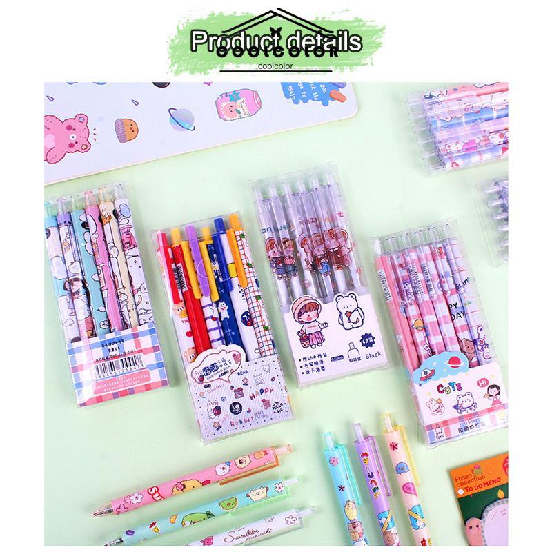 COD❤️6PCS/SET Enam pena netral kreativitas kartun lucu alat tulis sekolah dasar Fashion Wanita Korea Aksesoris Murah Import