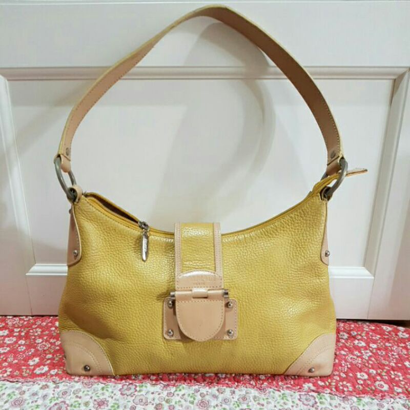 Preloved shoulder bag kuning kulit Balmain Paris