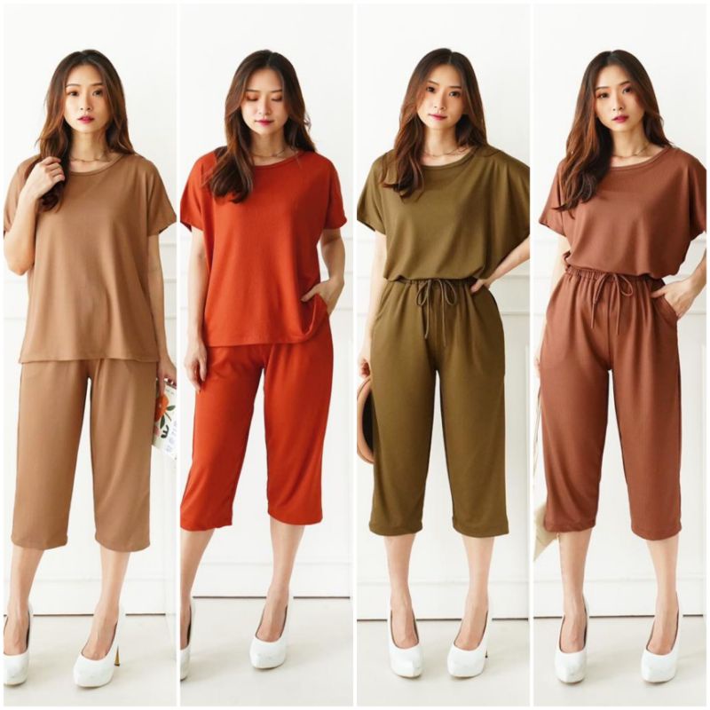 ❣️ SPECIAL PRICE ♡ PREMIUM ♡ REAL PIC ! DYLLYS 2 IN 1 COMFY RIB TEXTURE SET BLOUSE WITH PANTS / SETELAN TEKSTUR ATASAN &amp; CELANA