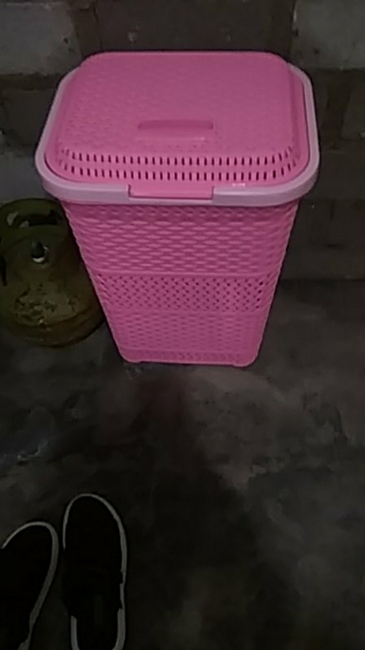 Keranjang Baju / Laundry Basket / Tempat Penyimpanan Baju Kotor Gr Pink Genki Market