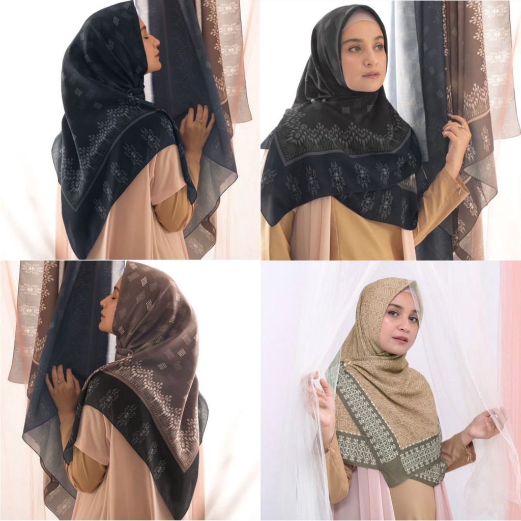 Terbaru !! Hijab Voal Segiempat Motif Shiren  Series Kerudung Segiempat Motif Jilbab Instan